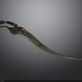 Ornate Traditional Weapon With Curved Blade Blue Hilt And Intricate Carvings