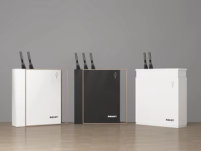 Modern Brabantia Storage Cabinets Set of Three in White and Black Colors 3d model