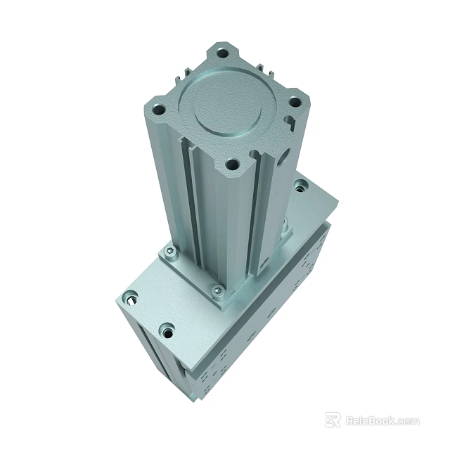 Aluminum Metal Mechanical Component With Cylindrical Square Design And Multiple Holes For Industrial Use 3d model 