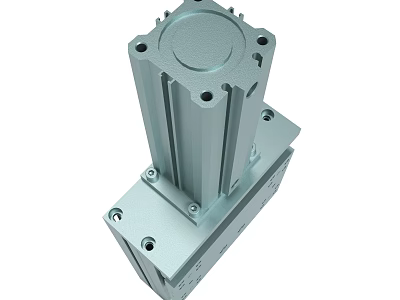 Aluminum Metal Mechanical Component With Cylindrical Square Design And Multiple Holes For Industrial Use 3d model