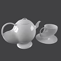 Modern White Tea Set with Teapot Teacup and Saucer Simple Design