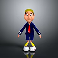 Cute 3D Cartoon Character With Yellow Cap Navy Blue Uniform And Red Tie