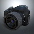 Professional Digital Camera With Large Lens Black Body And Control Buttons Design 3d model