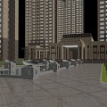 Modern Community Gate Landscape Gate 3d model