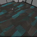 Modern Square Rug With Geometric Teal And Dark Color Striped Pattern Design 3d model