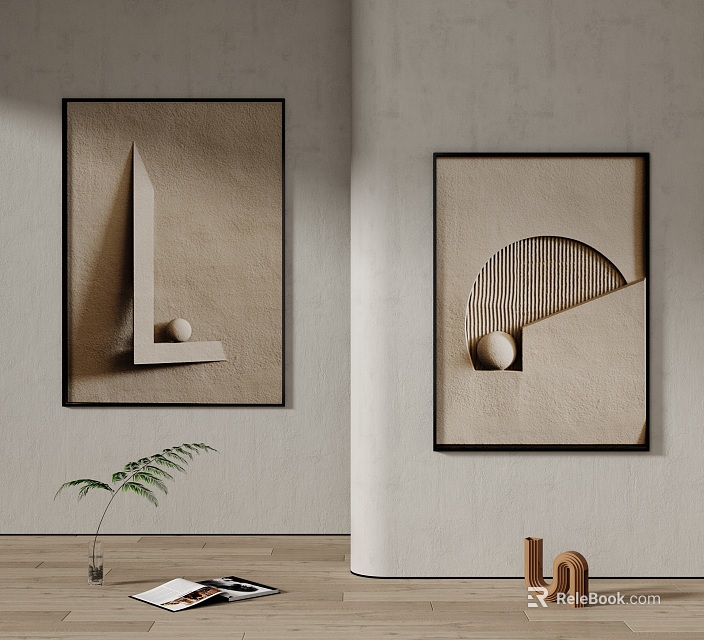 Minimalist Modern Wall Art Decor With Geometric Shapes And Neutral Tones 3d model 