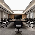 Modern Spacious Conference Room With Long Table Office Chairs And Large Screen 3d model