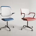 Modern Blue And Red Office Chairs With Mesh Backrests Armrests And Caster Wheels