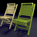 Natural Bamboo Table And Chair Set With Rustic Design And Sturdy Structure 3d model