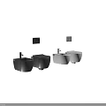 Modern Wall Mounted Black Toilet With Bidet And Black Faucet On Light Wall