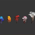 Colorful Mushroom Shaped Plants With Red Blue Yellow Pink And White Hues For Decorative