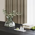 Elegant Modern Kitchen Table With Transparent Vase Olive Branches Books And Green Apples