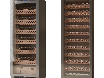 Modern Stainless Steel Wine Cooler with Glass Door and Multiple Bottle Racks 3d model