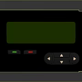Handheld Black Electronic Device With Green Screen And Control Buttons