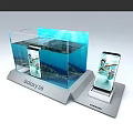 Modern Samsung Galaxy S24 Display Shelf With Digital Screen And Silver Frame