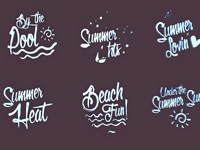 Vibrant Summer Themed Sign Designs With Pool Beach Sun Waves And Fun Elements 3d model
