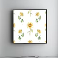 Watercolor Plant Painting with Pine Needles and Pine Cones in Black Frame on White Background