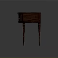 Dark Wooden Classic Desk With Single Drawer And Carved Legs Design