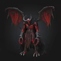 Demonic Game Movie Character With Red Wings Black Horns And Muscular Body