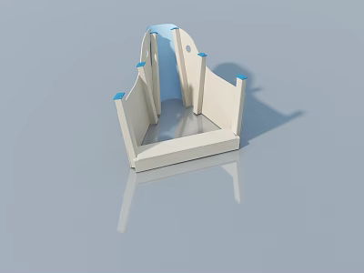 Modern Swing Door With White Frame Blue Details And 3D Model Design 3d model