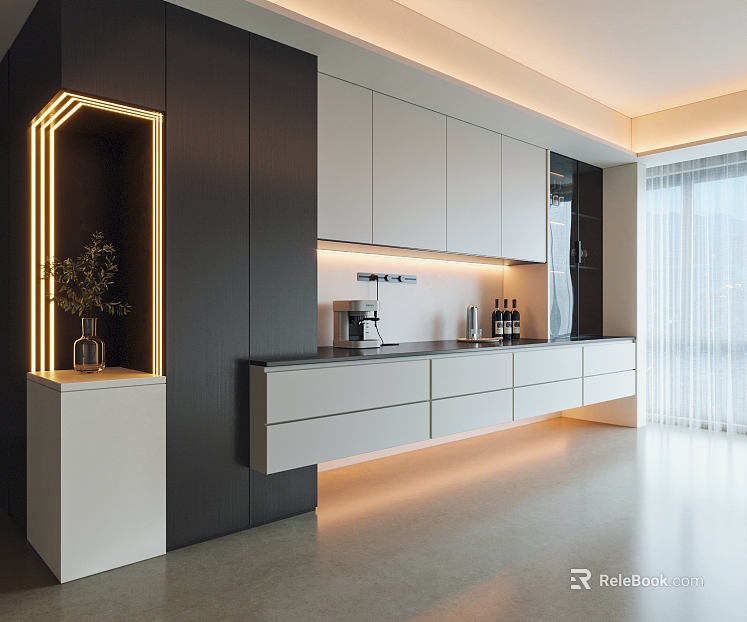 Modern Italian Sideboard Food Side High Cabinet Food Side Wine Cabinet texture