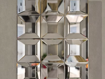 Geometric Paneled Decorative Wall Mirror With Modern Design And Reflective Surfaces 3d model