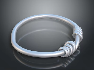 Silver Metallic Bracelet with Twisted Knot Design and Smooth Reflective Surface for Fashion Accessories 3d model