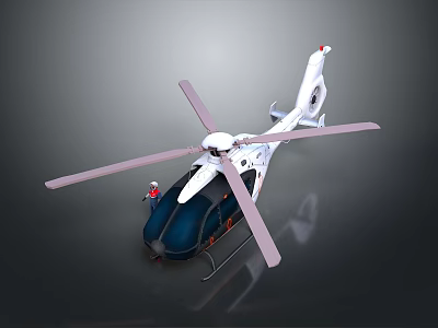 Sleek White Modern Helicopter With Rotors Cockpit And Shiny Exterior Design 3d model