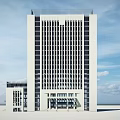 Modern Office Building With Tall Structure Large Windows Clean Design And Attached Annex 3d model