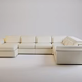 Modern White Sectional Sofa With Multi Seater Design And Comfortable Cushions 3d model
