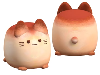 Cute Cat Shaped Plush Toy With Two Views Front And Back Design 3d model