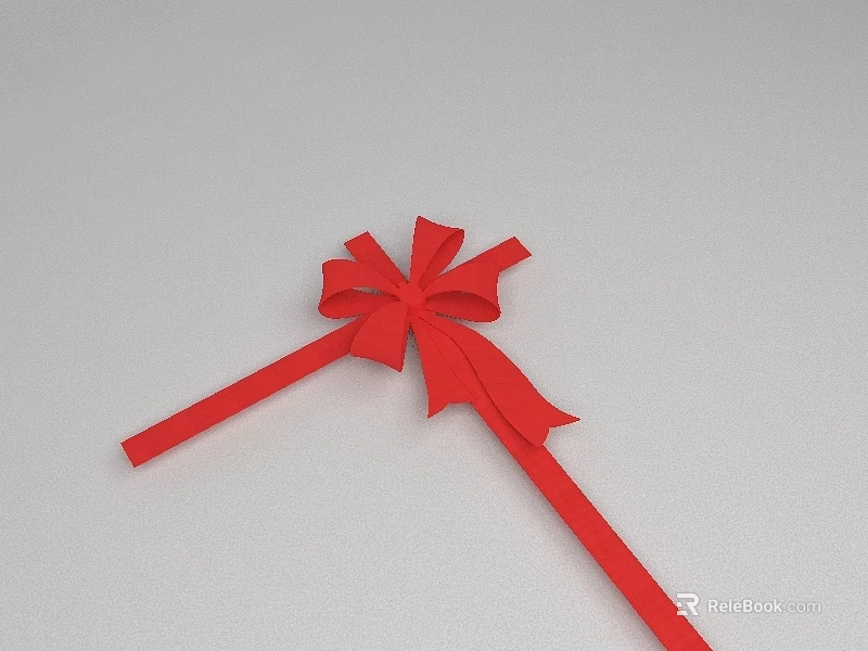 Elegant Decorative Ornament Set with Red Bow on Light Gray Background 3d model