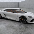 White Luxury Sports Car With Sleek Design Orange Interior And Black Wheels In Modern Showroom