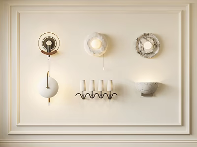 Modern Minimalist Lighting Combinations With Wall Mounted Lamps Pendant Lights And Candle Holders 3d model