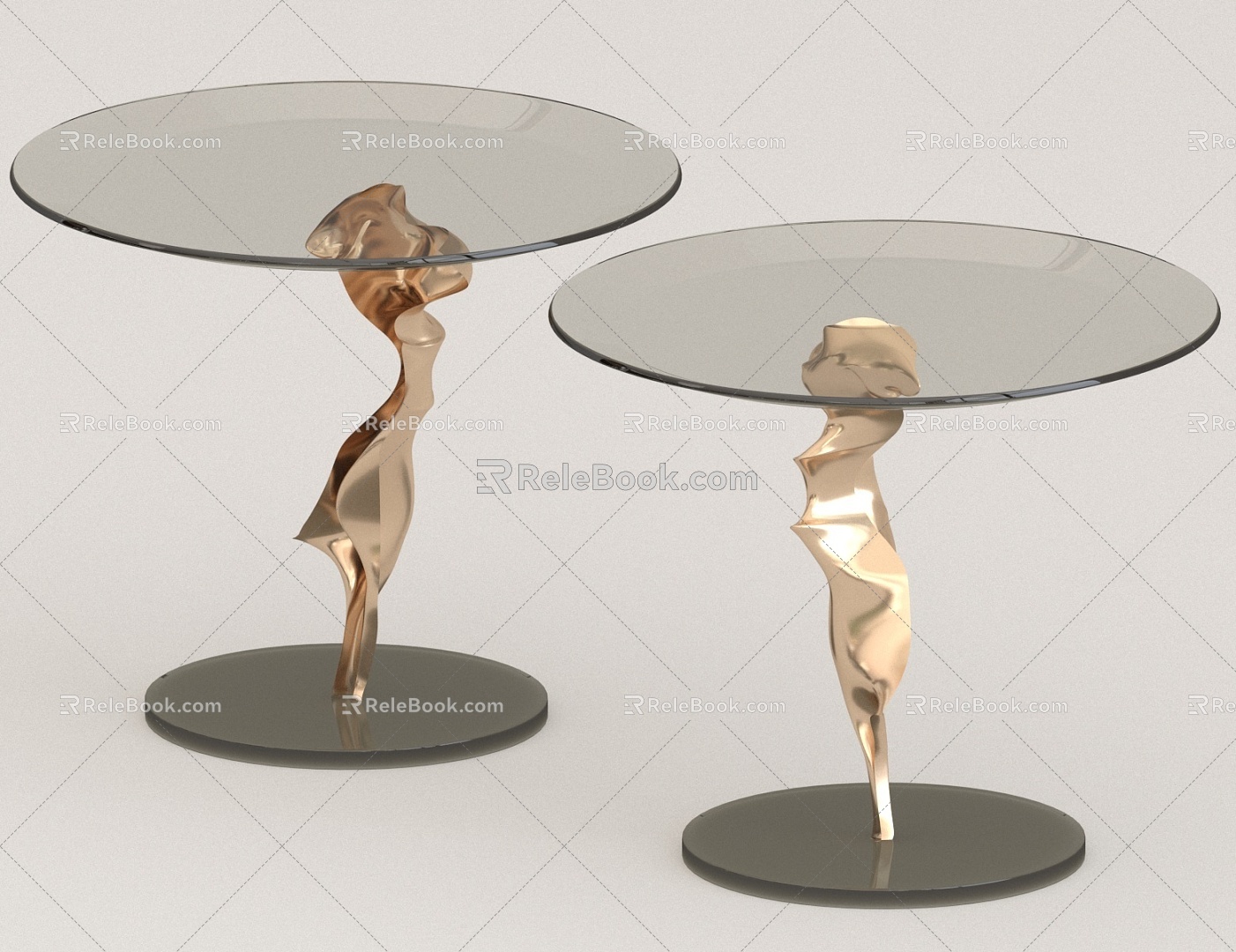 Light Luxury Glass Side Table 3d model