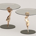 Light Luxury Glass Side Table 3d model