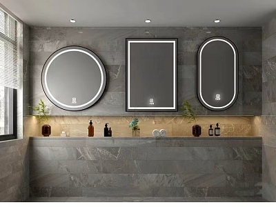 Home improvement toilet mirror hanging mirror light luxury dressing mirror model