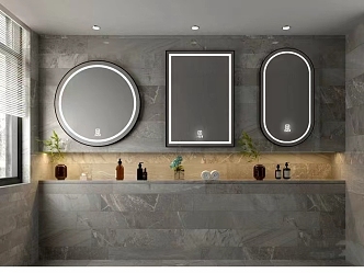 Home improvement toilet mirror hanging mirror light luxury dressing mirror 3d model