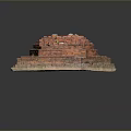 Ancient Red Brick Stepped Structure With Square Base In Scenic Historical Landscape