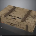Wooden Crate With High Explosive Iron Cap Style Ammo Labels Aged Look And Metal Straps