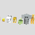 Block Shaped Pixel Style Animal Characters Including Pig Tiger Elephant And Giraffe
