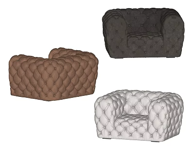 Stylish Single Sofa in Brown Black White Colors with Tufted Design for Home Decor 3d model