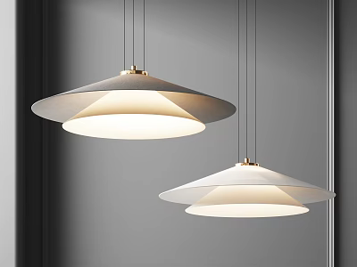 Pair Of Modern Layered Pendant Lights With Minimalist Design And Soft Glow 3d model
