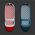 Red And Blue White Casual Shoes With Checkerboard And Small Red Patterns