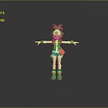 3D Game Character With Brown Hair White Cap Blue Vest Pink Bag And Outstretched Arms