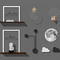 Various Artistic Wall Lamps Featuring City Skyline Moon Shape And Cloud Decor