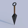Ancient Weapon Design With Ring Top Wooden Handle And Black Conical Tip 3d model