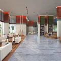 Modern Luxury Hotel Leisure Lounge Area With Comfortable Sofas Sleek Marble Floors And Large Windows
