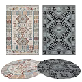 Stylish Square Rugs Featuring Geometric Patterns In Beige Brown Blue Tones 3d model
