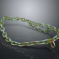 Colorful Metal Chain With Multicolored Links Shiny Surface And Decorative Design